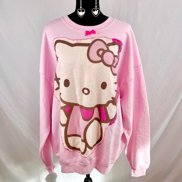 Sanrio Tops - Handmade reworked Hello Kitty crewneck sweatshirt size XL